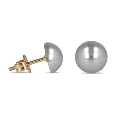 [N7245] - 'Perla' Grey Gold Plated Earrings - 6 Mm