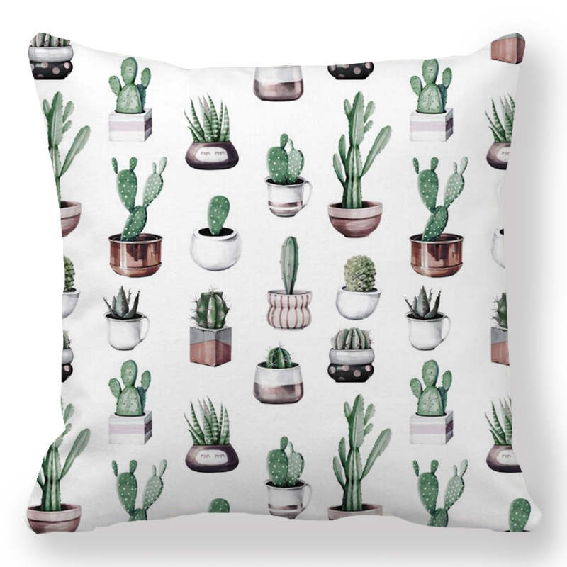 Indoor Home Bedroom Sofa Bed Chair Pillow Suite Room Aesthetic Art Cactus Succulent Plant Pillowcase