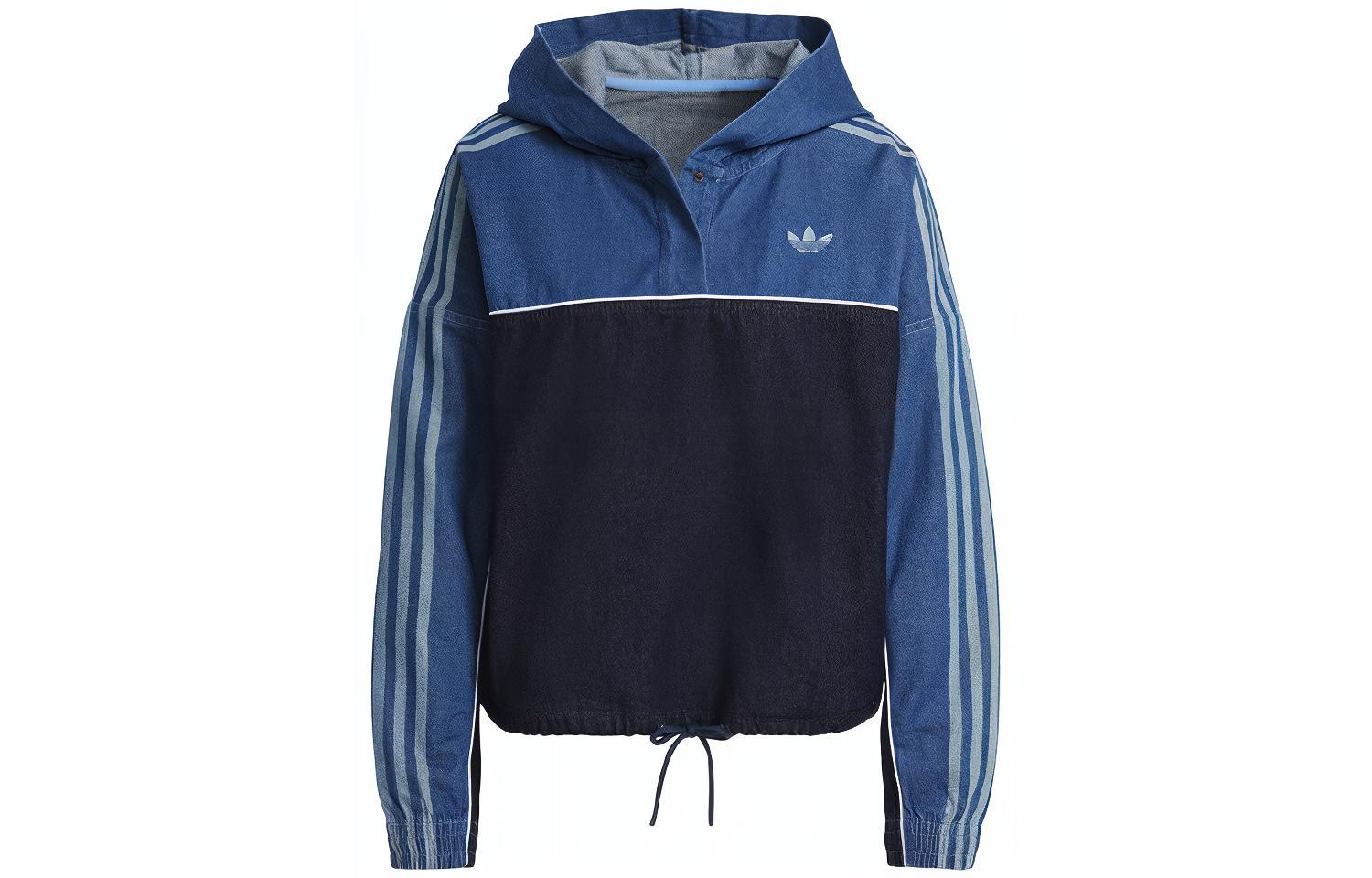 Adidas Originals Sweatshirts Women s Bay Blue Hooded Moderate Regular GM5387 32