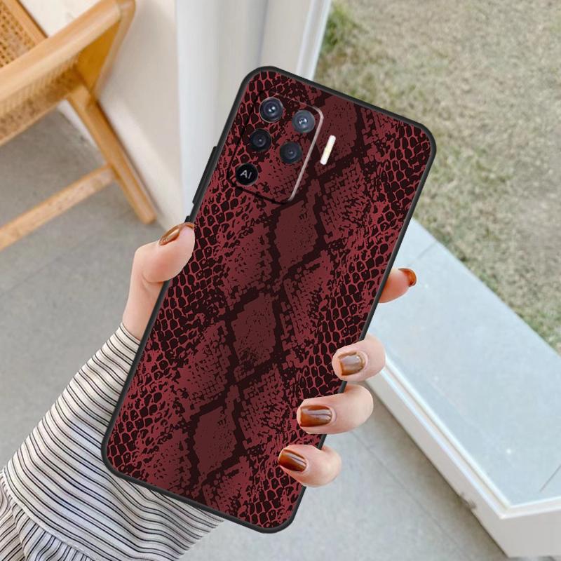 Snake Skin Case For Oppo A60 A80 A40 A17 A57 A77 A74 A54 A94 A78 A98 A18 A38 A58 A96 A76 A16 A15 A5 Pro