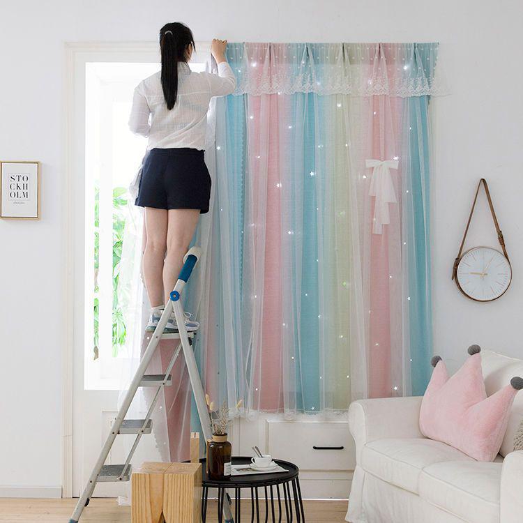 Self-Adhesive Blackout Velcro Curtain with Header for Balcony, Bedroom, Bay Window
