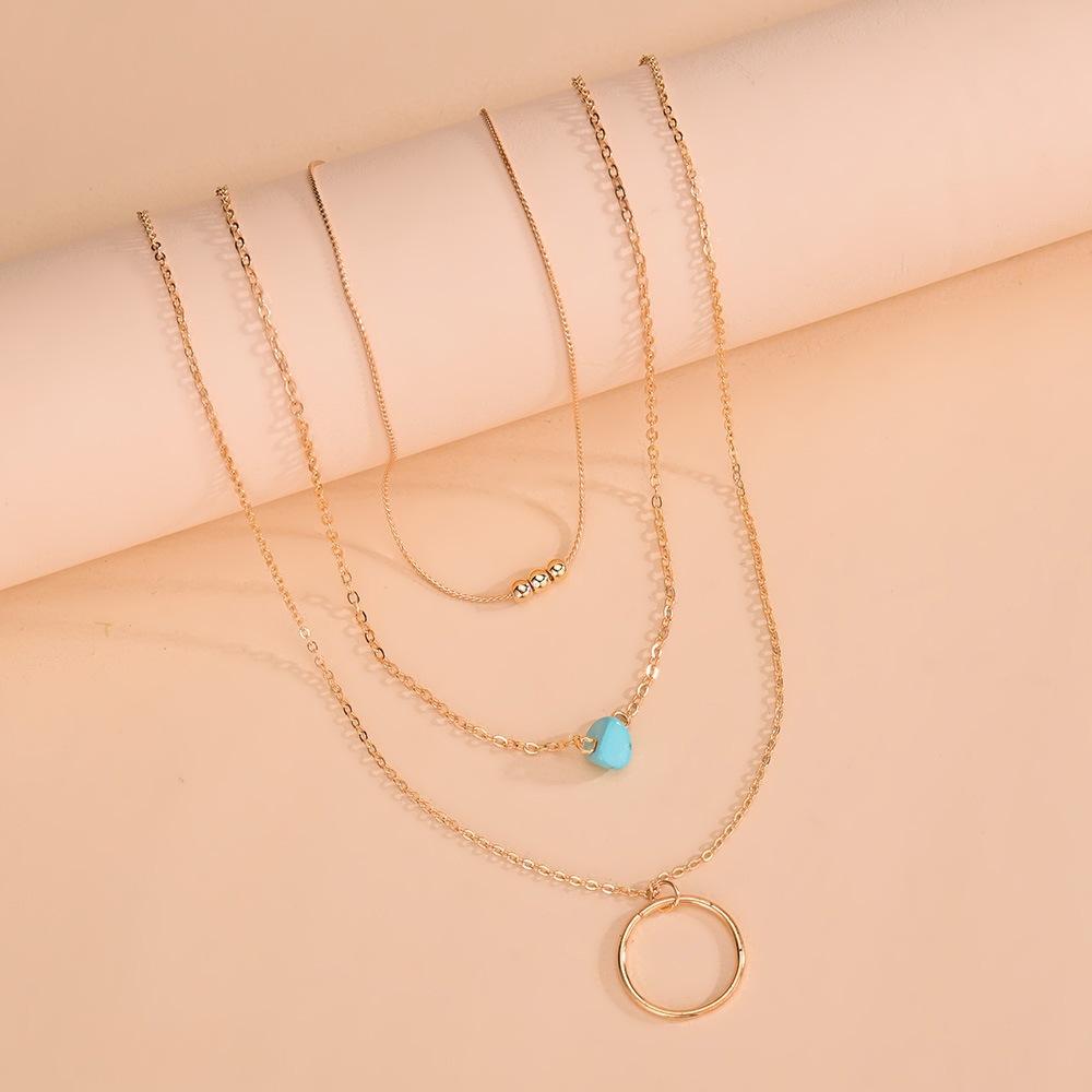 Simple Geometric Circle Multi-layer Alloy Stacked Women's Necklace