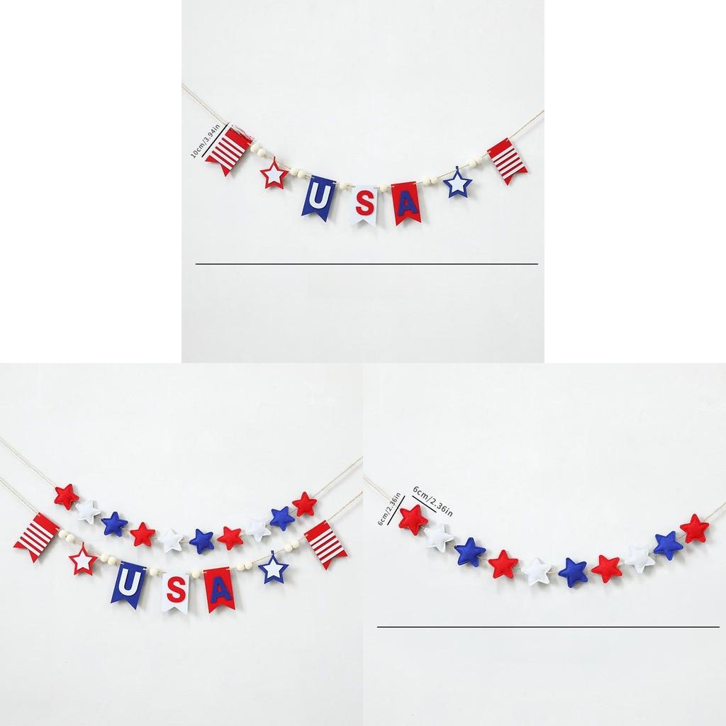 Usa Felt Banner Garland With Star Stripes For Independence Day Home Decor