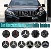 For Benz C-CW205 Silver Border 3D Mirror Emblem For Mercedes Benz A W176 B W246 C W205 Class Matte Black OE Style Front Grille Star Emblem Logo