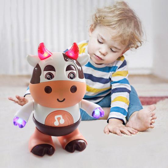 1/2Pcs Kids Electric Cow Toy with LED Light Music Singing Dancing Cartoon Dairy Cattle Toy Toddlers Interactive