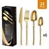Lantuan 24-Piece Gold Stainless Steel Cutlery Set