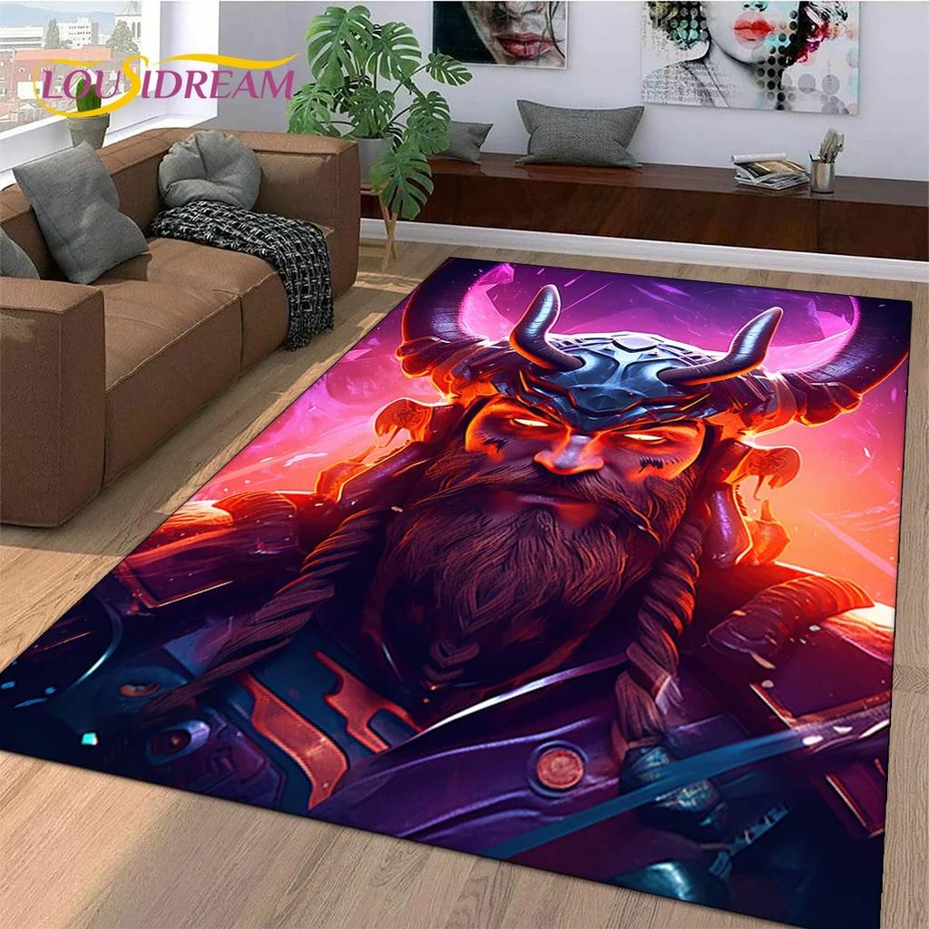 Knight Templar Cavalier Crusaders Cartoon Carpet Rug for Bedroom Living Room Home Sofa Decoration,Kid Game Large Decor Floor Mat