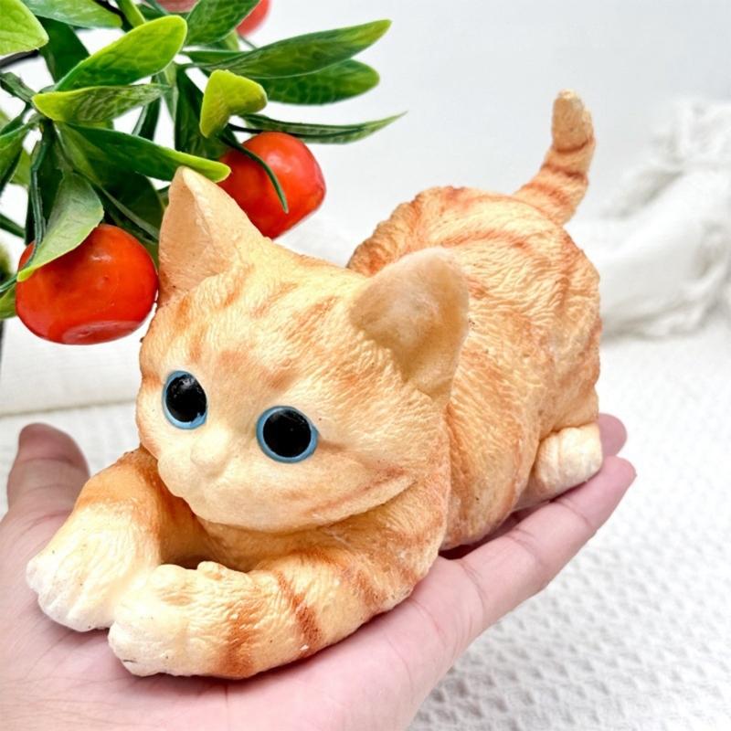 Cute Kitten Cats Stress Relief Squeeze Toy with Detail Realistic Cats Decompression Toy for Kids Adults Desktop Decors