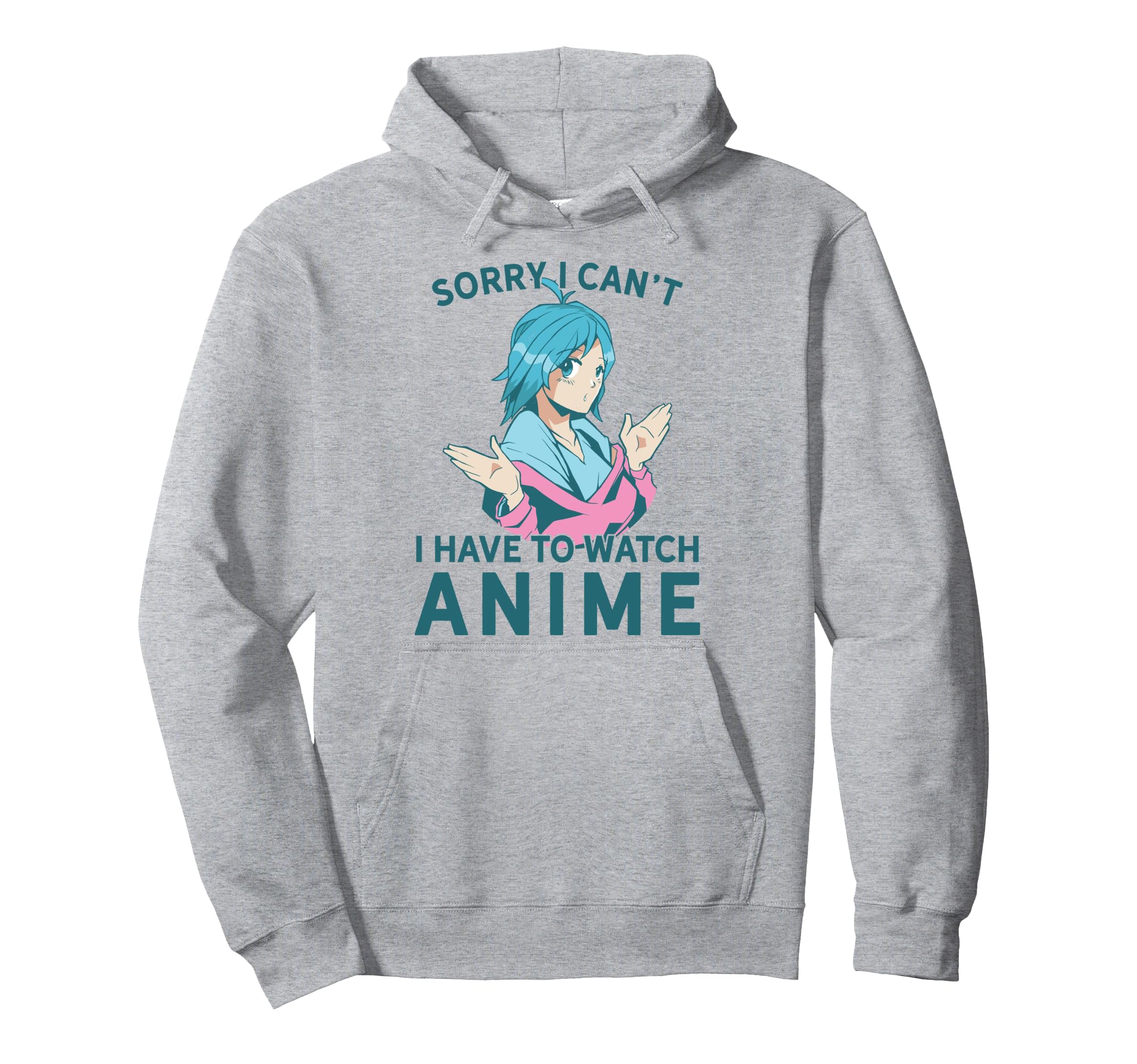 Funny anime merchandise Japanese culture Art Blue Hair Girl hoodie / серый
