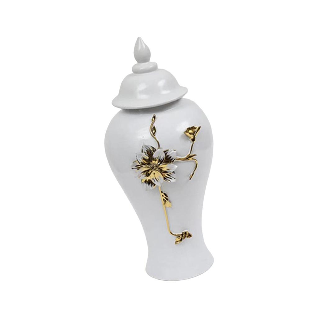Vase Storage Jar with Lid Delicate Ginger Desk Centerpiece Decoration Home Piece Table Floral