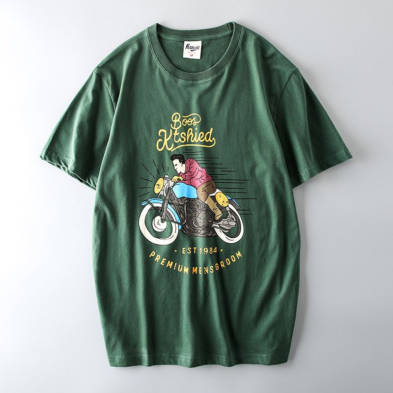 Export Tail Single Men's Cut Label Fashion Fashion Brand T-shirt Short Sleeve Hong Kong Style Export American Street Retro Half-Sleeve T-shirt