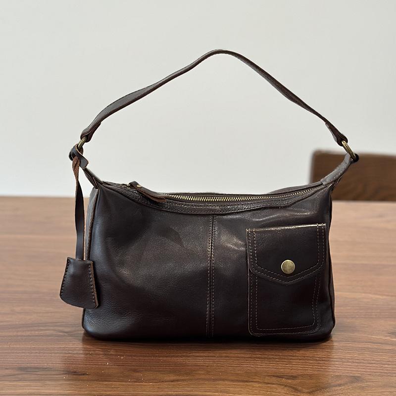 Johnature Genuine Leather Casual Women's Bag Soft Cowhide Solid Color Versatile Shoulder Crossbody Bag