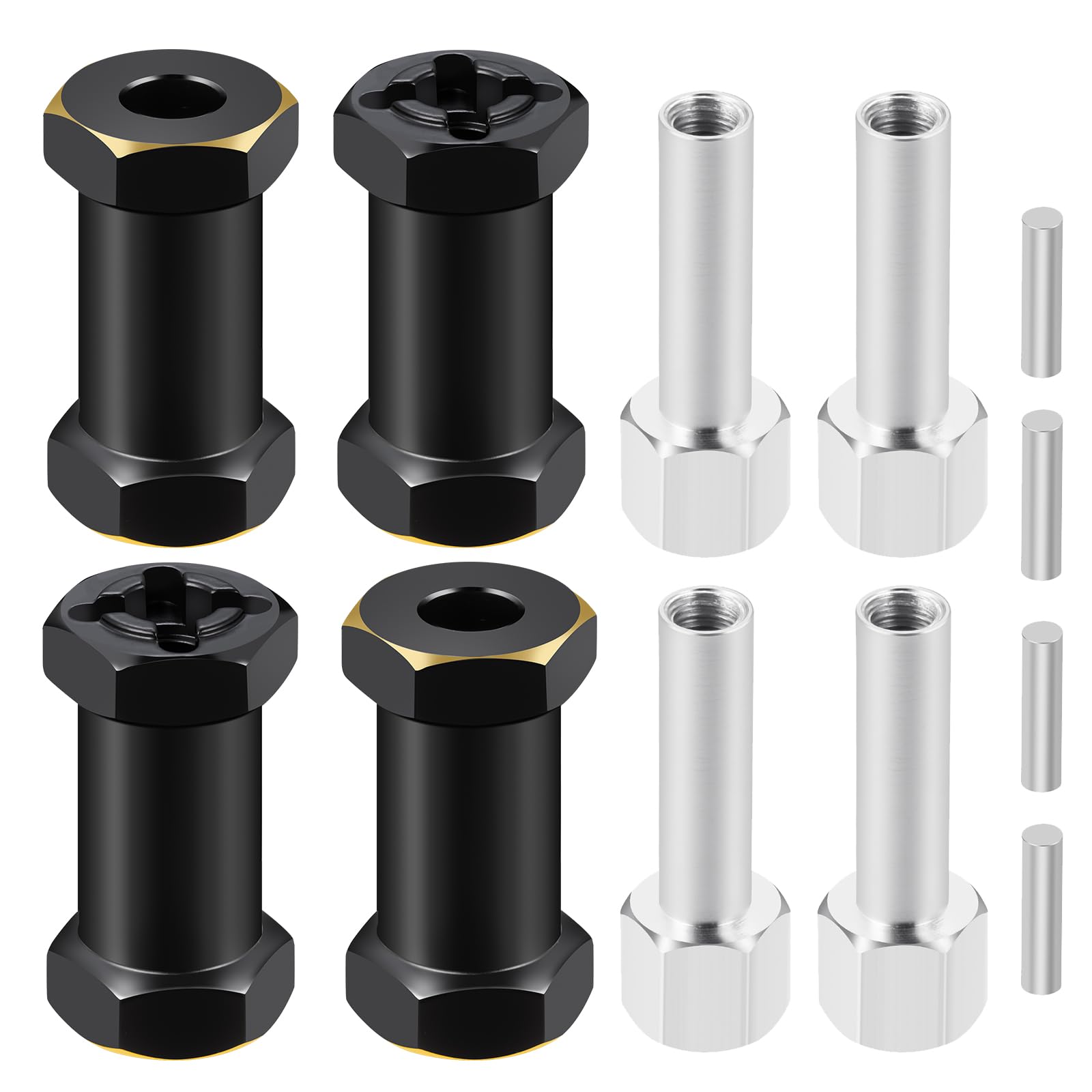 

TRZX Brass 12mm Wheel Hex Drive Hub Combiner Coupler, 12mm, 15mm, 17mm, 20mm, 25mm Extension for 1/10 Axial SCX10 90046 D90 RC Crawler Car (#25mm)