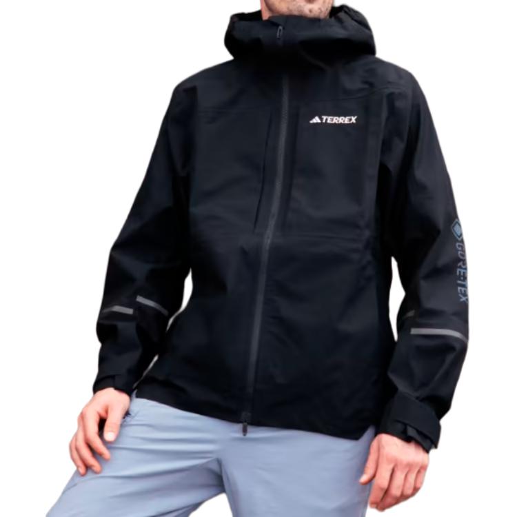 adidas Letter Print Long Sleeve Hooded Jacket Men Jacket Black HN2918