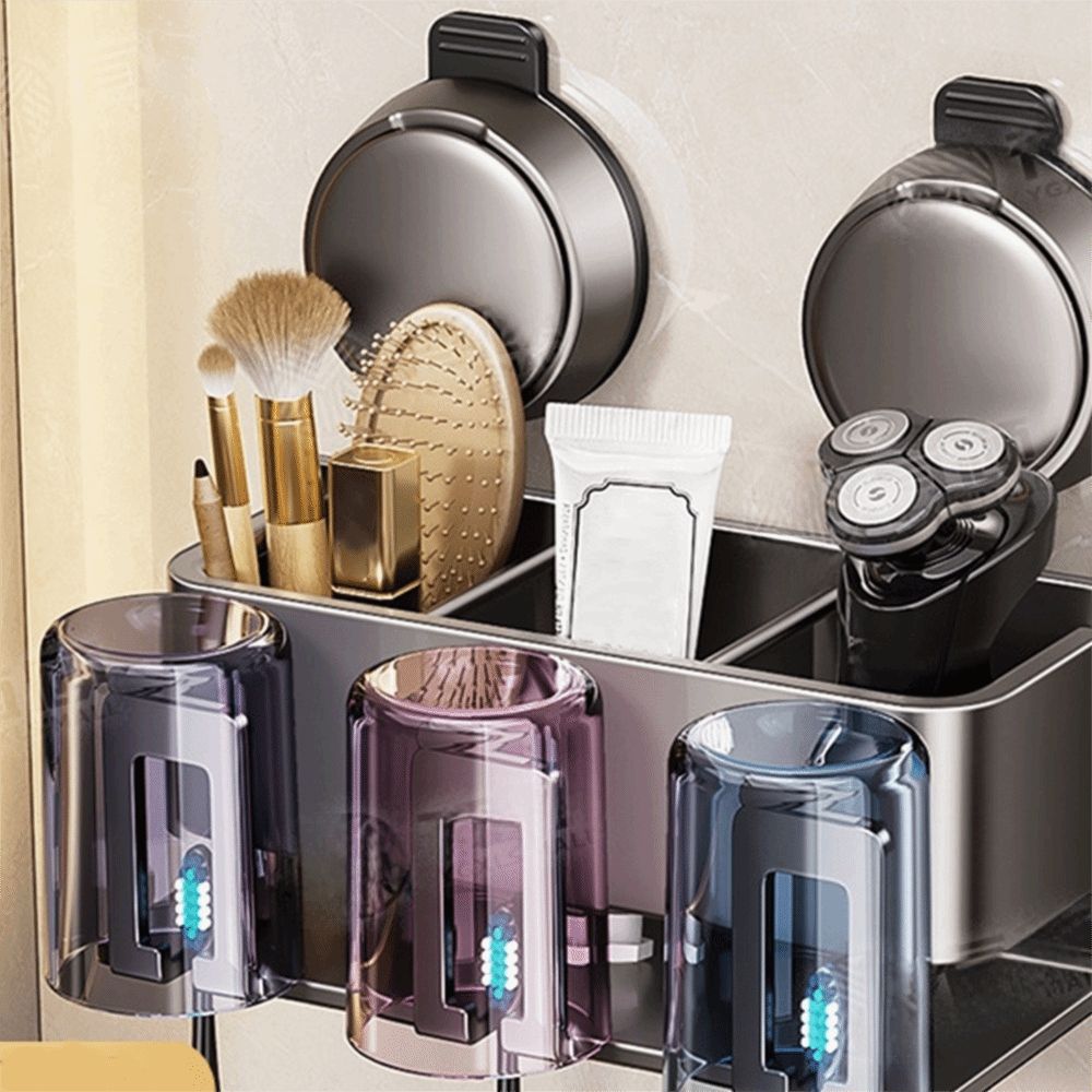 Wall-mounted Bathroom Toothpaste Rack Toothbrush Cup Holder  Bathroom Household Shelf Accessories