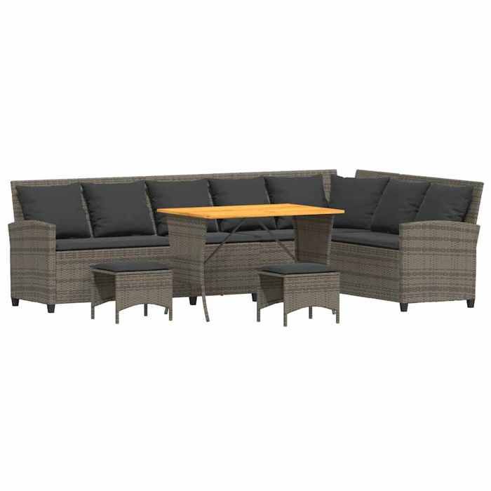 VidaXL Salon de jardin 4 pcs avec coussins forme L gris résine tressée, ensemble de canapé d'extérieur, ensemble de salon de 3365326