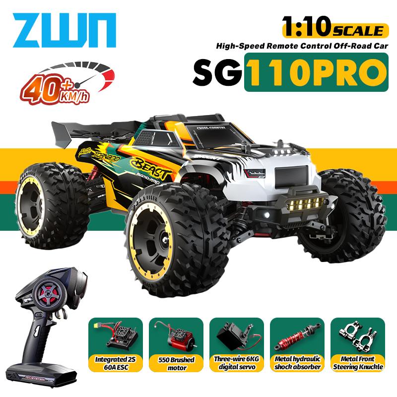 AAYB1 SG110 PRO 1:10 RC Car 2.4G 4WD High-Speed With Light Large Electric Remote Control Crawler 4x4 Off-Road Vehicle Toy For Kid Gift