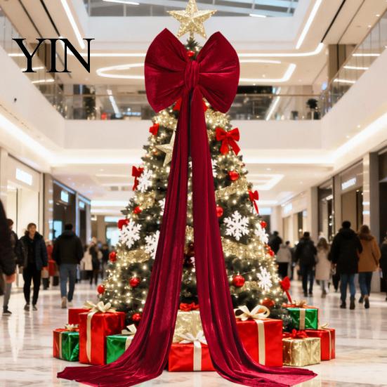 Birthday Stage Decoration Large Burgundy Velvet Bow, Giant Hanging Wall Decor for Holiday Party Ornament Wedding Backdrop, Christmas Tree Topper,