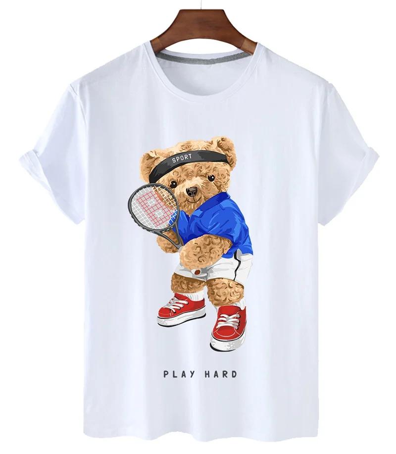 Funny Bear Print Tshirt Women Fashion Cartoon Harajuku Casual Tshirt FeUnisex Summer Short Sleeved Top Tees Unisex T Shirt