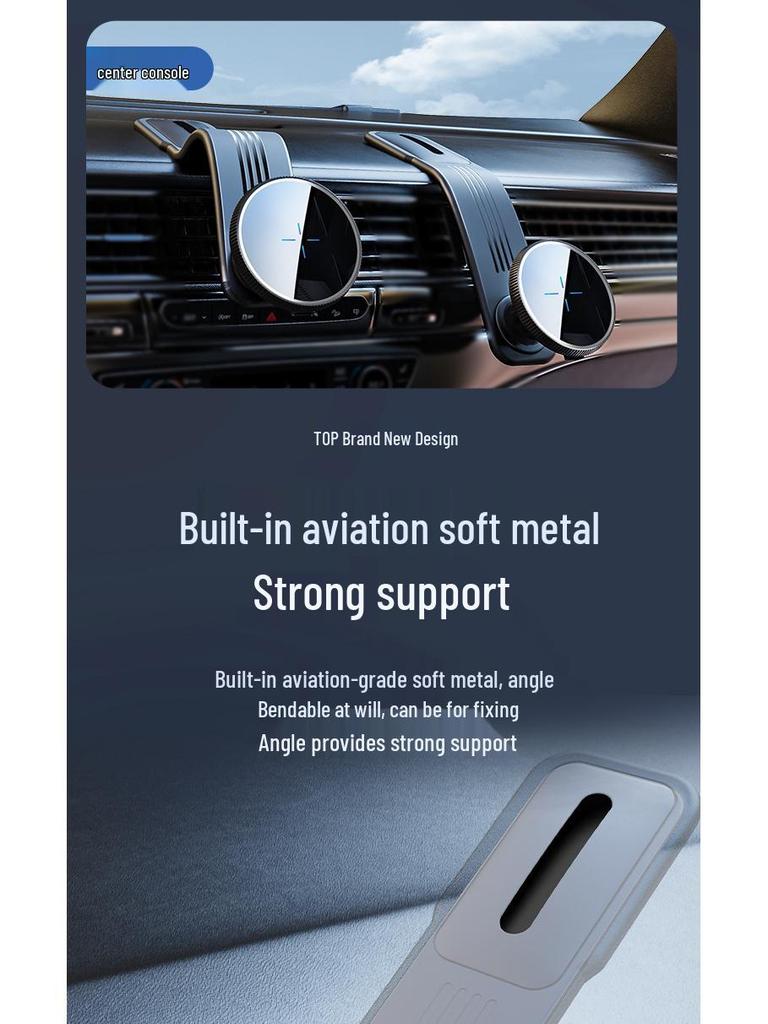 Magnetic 15W Wireless Car Charger with Bendable Dashboard Phone Holder