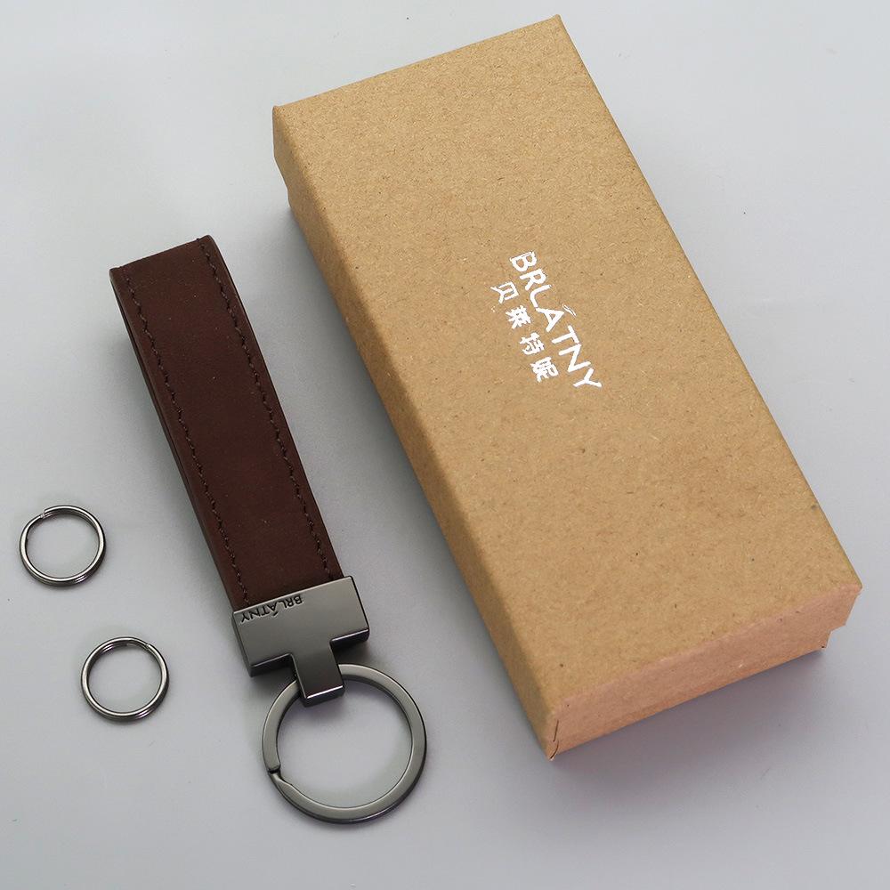 Belleterny Frosted Genuine Leather Keychain - Luxury Keyring Pendant with Logo Customization.