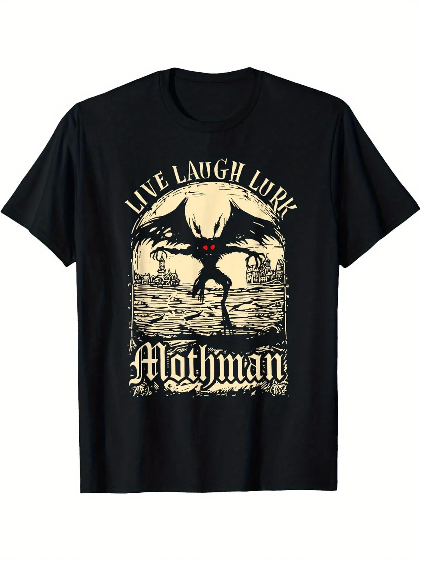 

MothUnisex Live Laugh Lurk Graphic TShirt Unisexs Round Neck Short Sleeve Casual Tee S