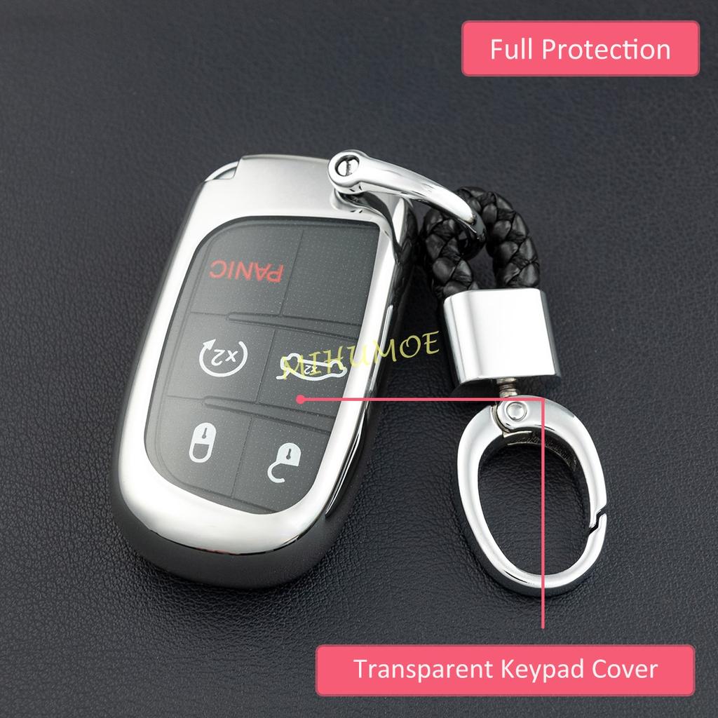 Car Key Chain Ring Fob Case Cover For Jeep Grand Cherokee Renegade Compass Dodge Charger Challenger Durango Journey Fiat