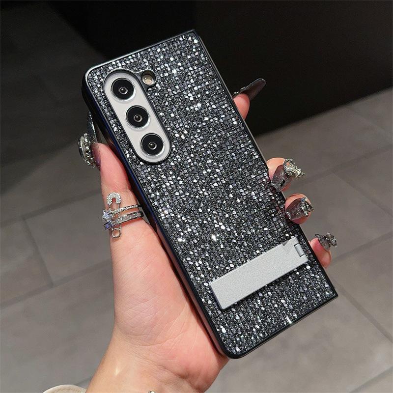 Applicable To Samsung ZFold6/5 Glitter Sequin Mobile Phone Case Xiaomi Fold3 Desktop Bracket Protective Case Matex5