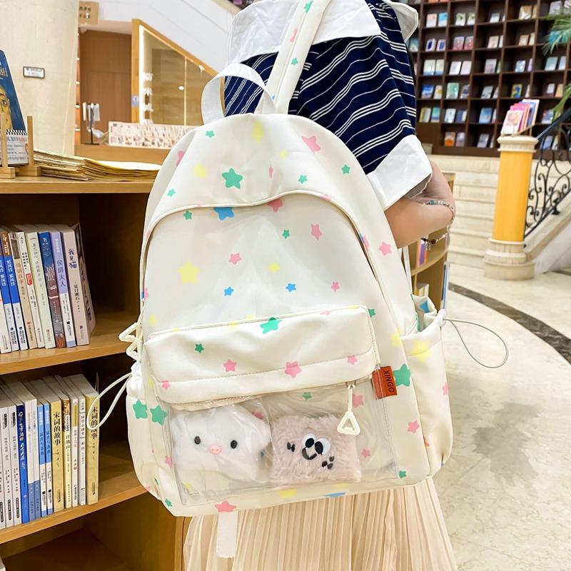 Star Print Schoolbag Women's Backpack Student Large Capacity Backpack