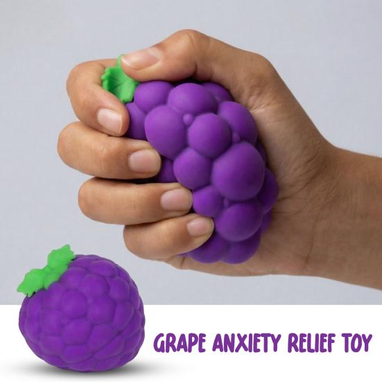 Large Grape Stress Relief Toy, Slow Rebound Fake Purple Grape Squeeze Toy, Hand Relaxation Stress Ball Fidget Toy for Kids Adults