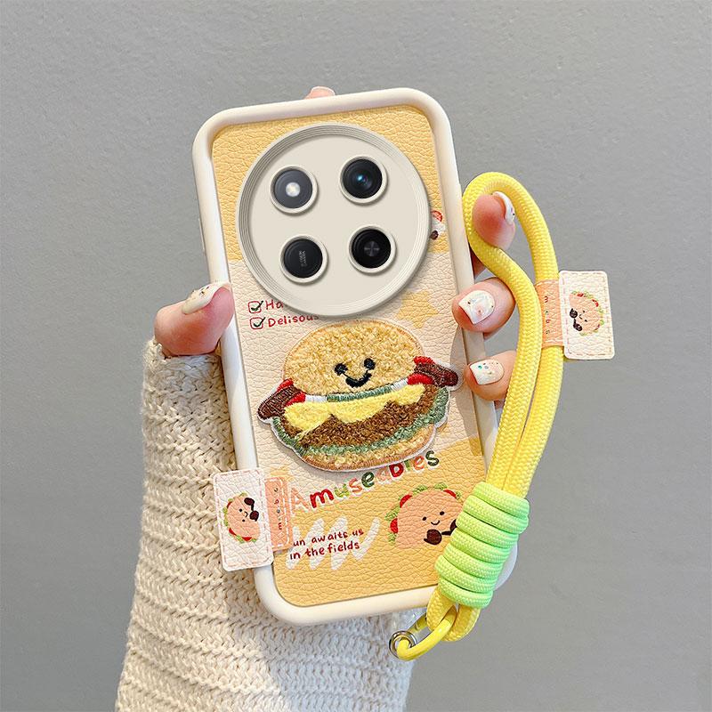 KEYSION Cartoon Cute Plush Embroidery Case for HONOR X9c 5G with Lanyard Shockproof Phone Cover for Huawei Honor Magic 7 Lite 5G