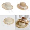 French Sweet Bowknot Straw Hat With Large Brim For Summer Beach Vacation Sun Protection