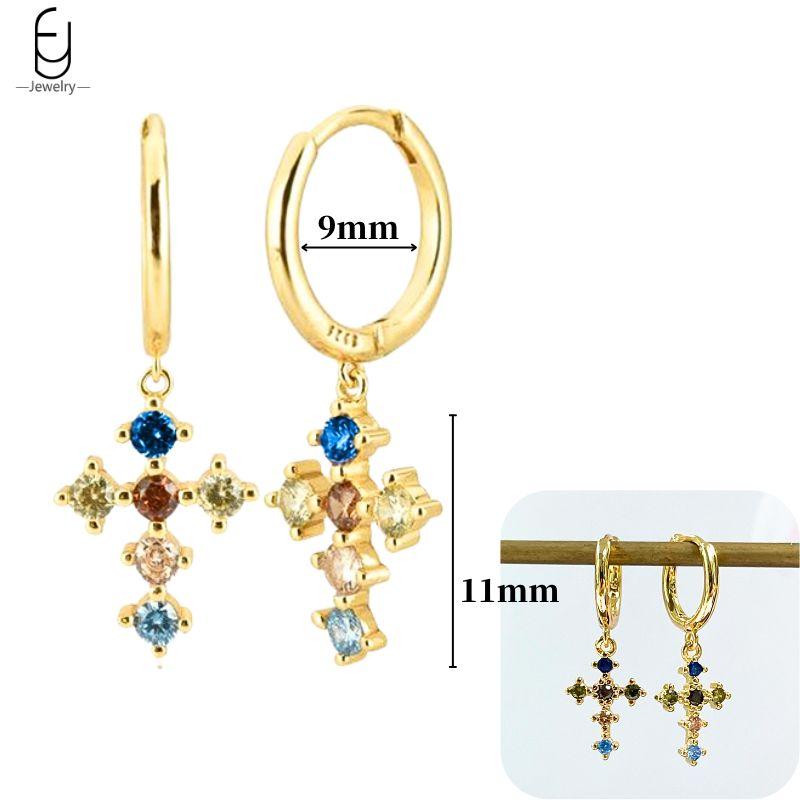 925 Silver Ear Buckles Fashion Hoop Earrings Colorful Crystal Pendants Gold Earring Premium Luxury Women's Jewelry Gift