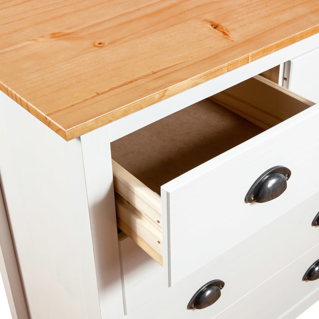 Hill Sideboard Weiß 79 x 40 x 80 cm Massives Kiefernholz