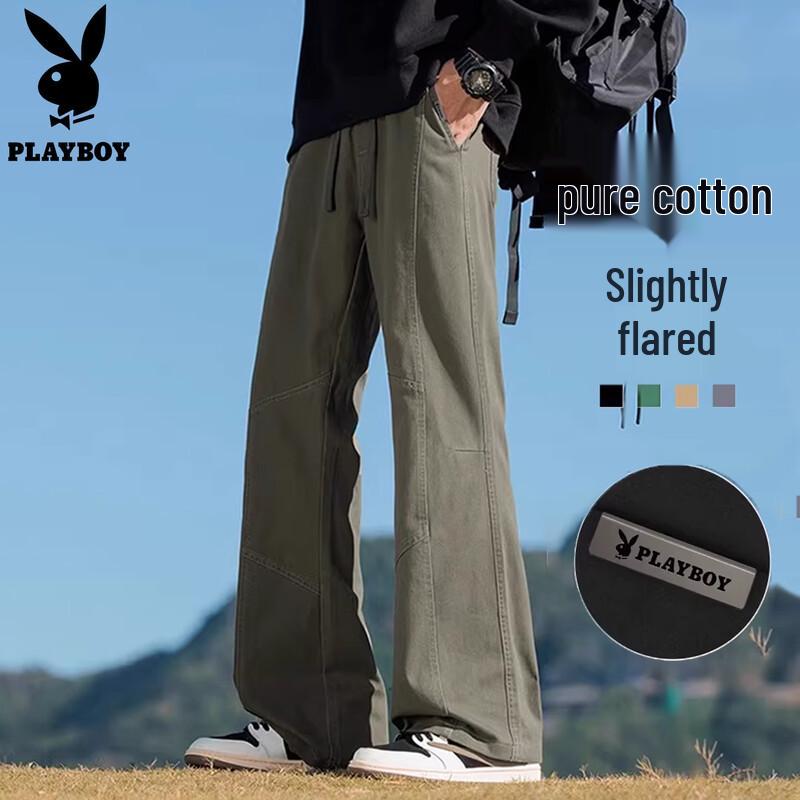 

Playboy Men s Pure Cotton Loose Straight Leg Cargo Pants M