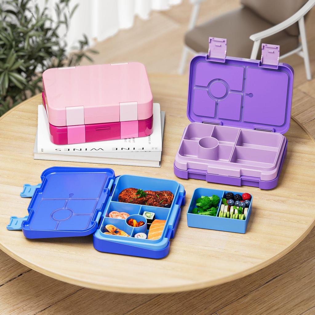 Bento Box a Doppia Chiusura per Bambini: Lunch Box Portatile, Compartimentata, Mantenimento Freschezza, Quadrata, Riscaldabile al Microonde.