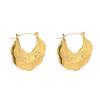 European and American Ins Niche Stainless Steel Hammer Pattern Leaf Pattern Pendant Earrings Ear Buckle Plated 18k Gold Pleated Design Earrings