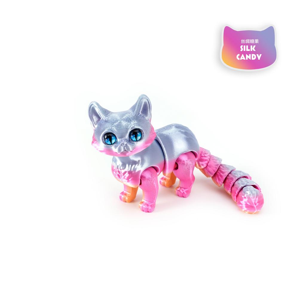 3D Printed Cute Cat Model Toys Sphynx Cat Ornament Realistic Hairless Figurine with Movable Joint Children's Funny New Year Gift