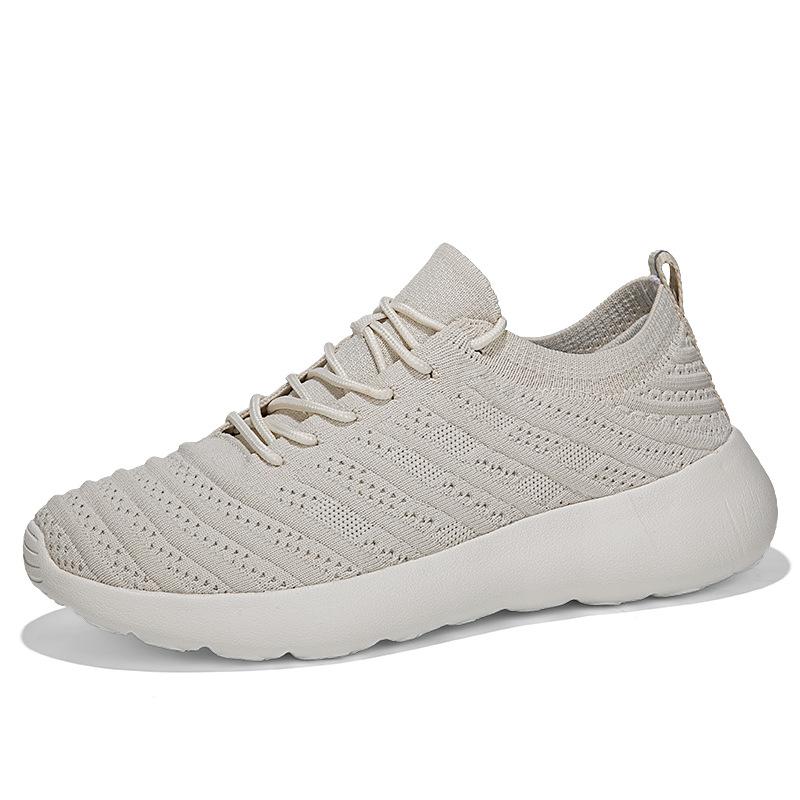 

Summer foreign trade men s shoes breathable sports shoes fly-woven mesh shoes men s travel fitness running couple shoes 36 бежевый