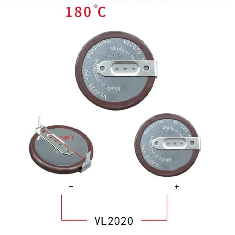 20mm Lithium Battery for Car Key Remote Control VL2020/HFN 3V 180 Degree Tab