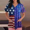 Happy Valentine's Day Women's Fashion V-neck Short Sleeve Workwear With Pockets Tops