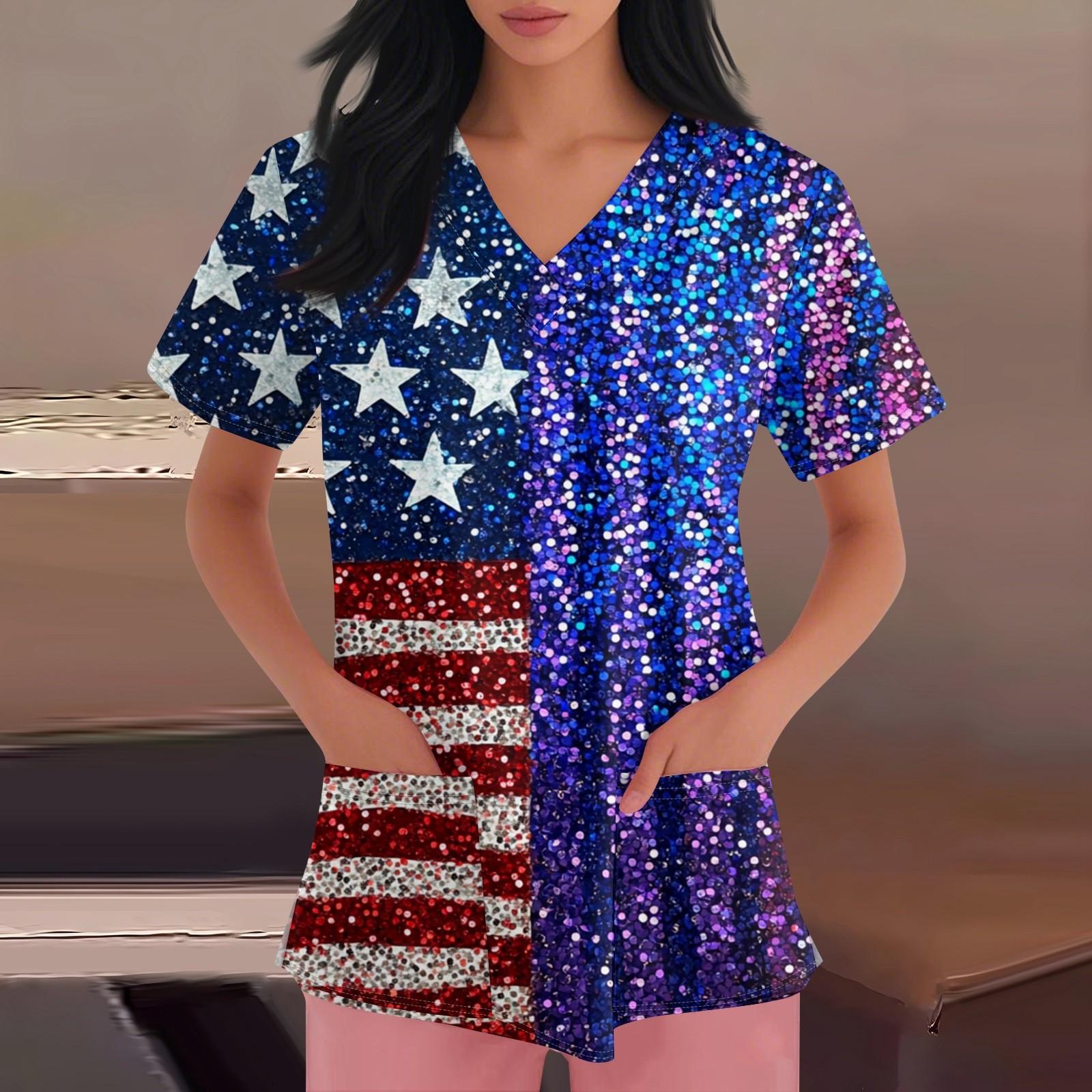 

С Днем святого Валентина, женская мода, V-образный вырез, короткий рукав, рабочая одежда с карманами XXXXXL тёмно-синий