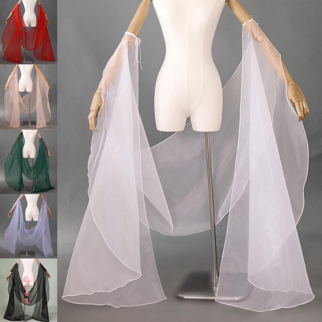 Detachable Sheer Chiffon Long Flowing Arm Streamers Tie On Wide Fairy Sleeves For Hanfu Dance Cosplay Photoshoot