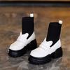 Fashion Platform Inner Height Increase Loafers Womens Autumn New Slope Heel Thick-soled Socks Boots Comfortable Casual Short Boots Women