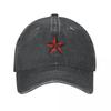 Nautical Star Washed Baseball Cap Red Desgin Vintage Trucker Hat Spring Unisex-Teens Hippie Logo Snapback Cap