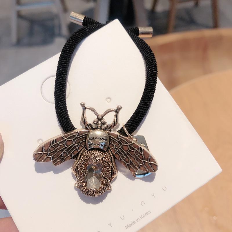 Korean-Style Retro Gemstone Bee Hair Tie - Trendy Hair Accessory