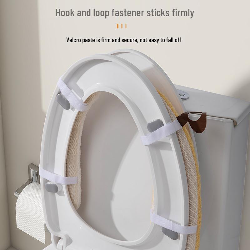 Plush Toilet Seat Cover with Velcro Fastening - All-Season Universal Fit