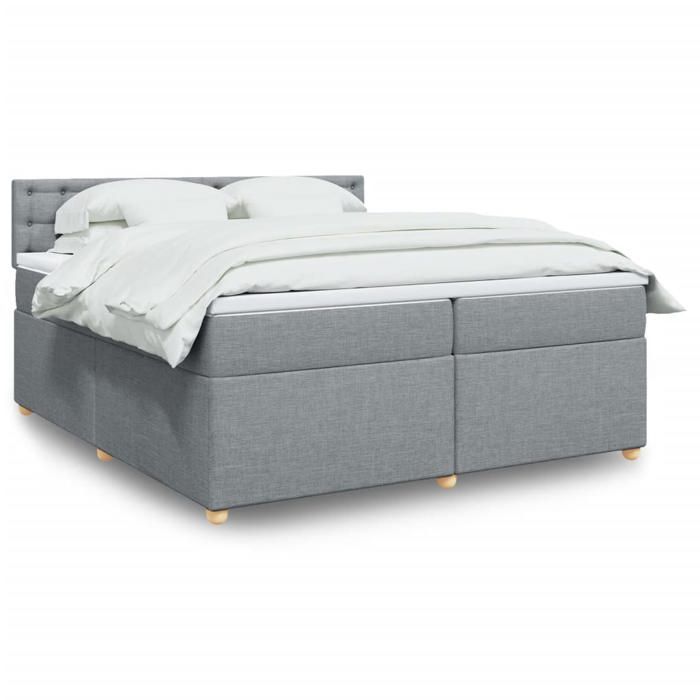 Maison Exclusive - Sommier à lattes de lit avec matelas Gris clair 200x200cm Tissu