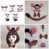 1/4/5/6 Pig Costume Set Pig Ears Headbands Pig Nose Tail Bows Animal Fancy Costume Kit Accessories Party Decors