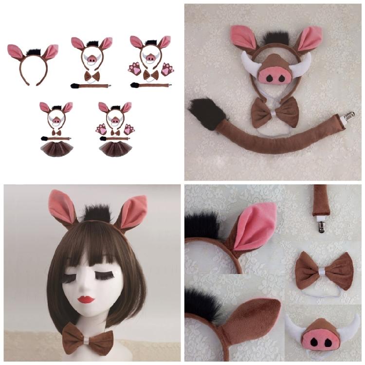 1/4/5/6 Pig Costume Set Pig Ears Headbands Pig Nose Tail Bows Animal Fancy Costume Kit Accessories Party Decors